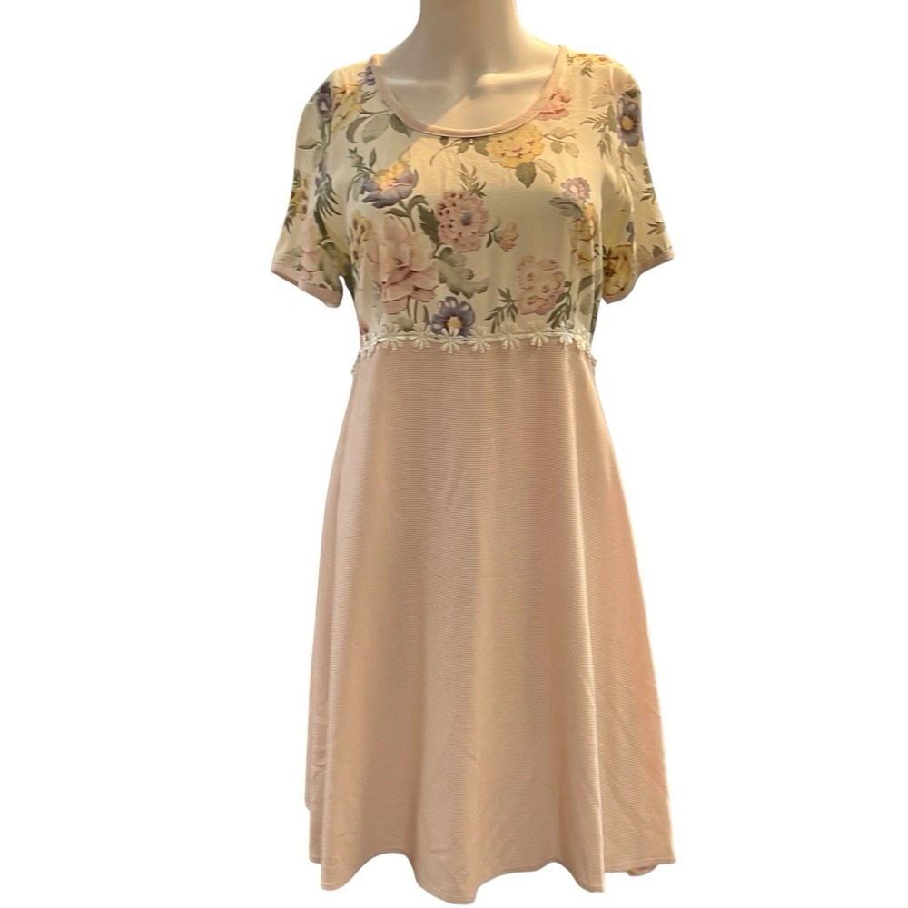 Vintage Paris Sport Club Dress Pink Floral Tie Waist 11/12 Cottagecore Prarie